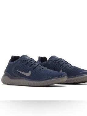 Nike Men's Navy Blue Sneakers with White Swoosh